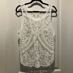 Elegant White Lace Tank Top